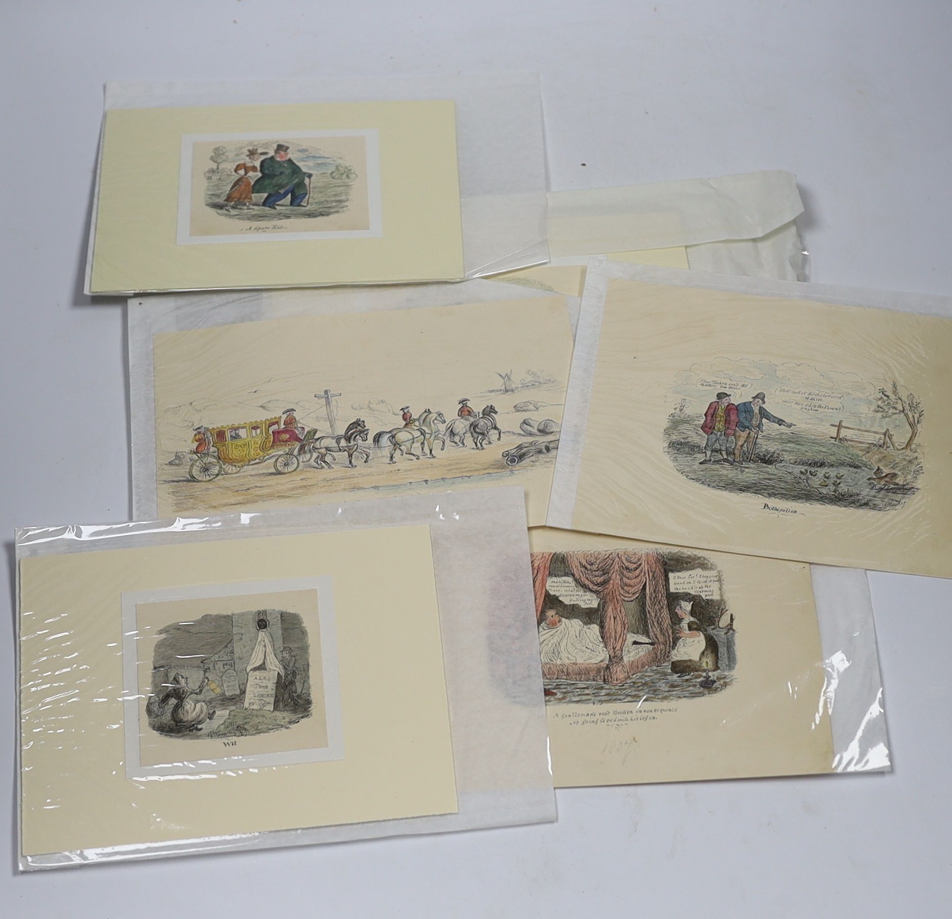 W. Kewley, thirteen pen & ink sketches on paper/card, humorous caricatures including ‘The Better Half’, ‘A Drop of Comfort’ and ‘September Cockney Sportsmen, some signed, unframed, largest 17.5 x 21.5cm